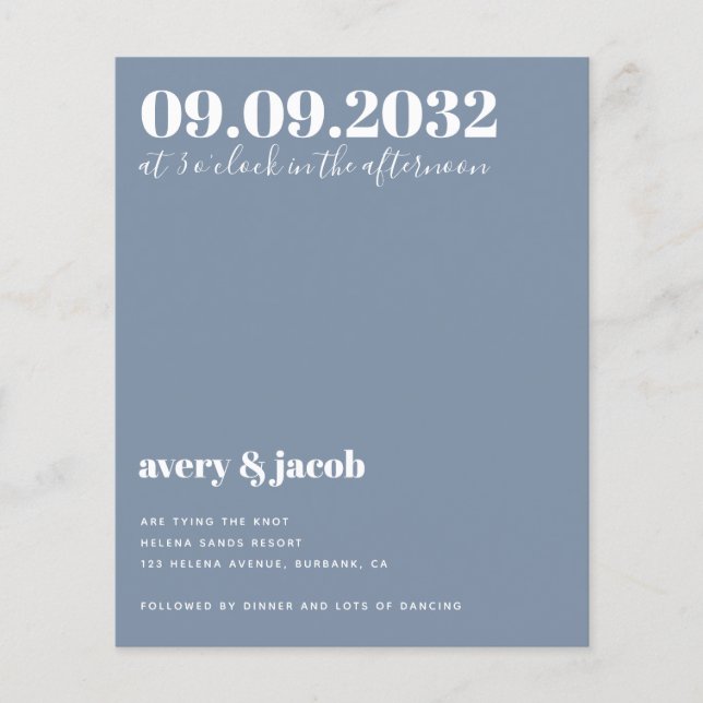 Lámina Invitación a matrimonio de código QR azul de presu (Anverso)