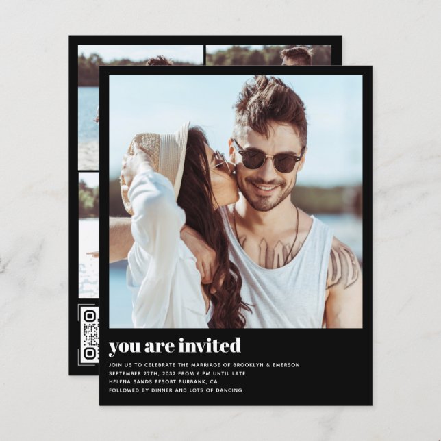 Lámina Invitación a matrimonio de código QR con foto mode (Anverso / Reverso)