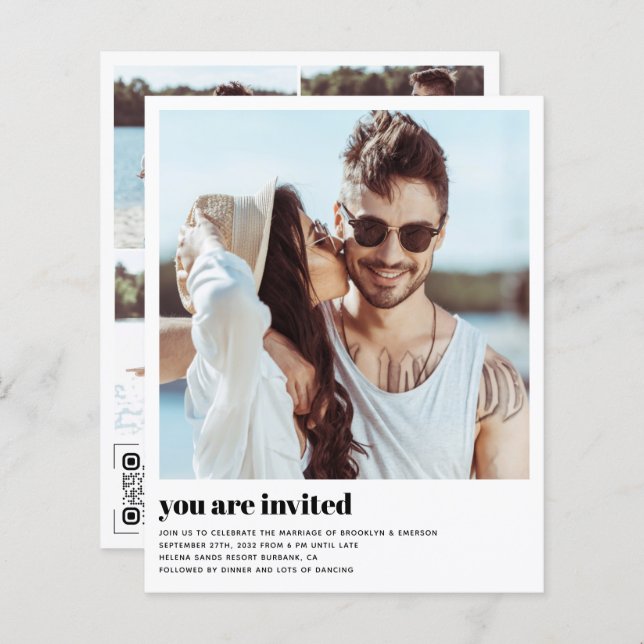 Lámina Invitación a matrimonio de código QR con foto mode (Anverso / Reverso)