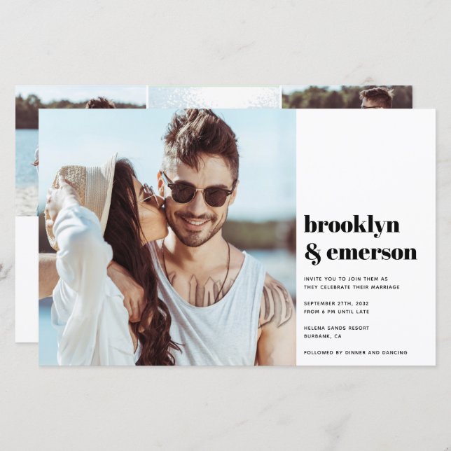 Lámina Invitación a matrimonio de código QR con foto mode (Anverso / Reverso)