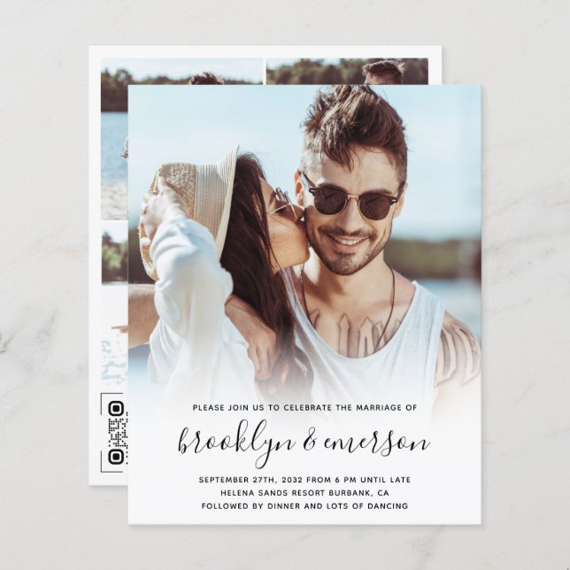 Lámina Invitación a matrimonio de código QR con foto mode (Anverso / Reverso)