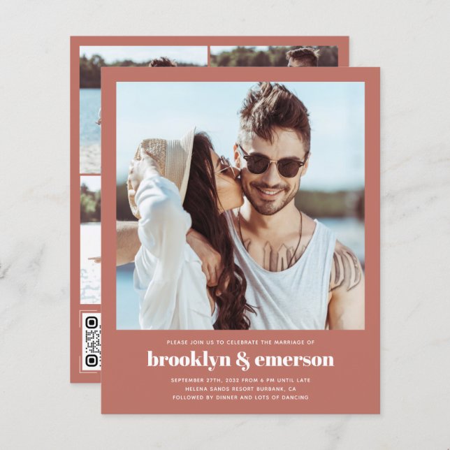 Lámina Invitación a matrimonio de código QR con foto mode (Anverso / Reverso)