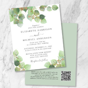 Lámina Invitación a matrimonio de código QR de eucalipto