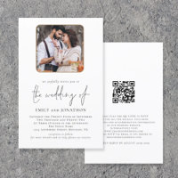 Invitación a matrimonio de código QR de foto cuadr