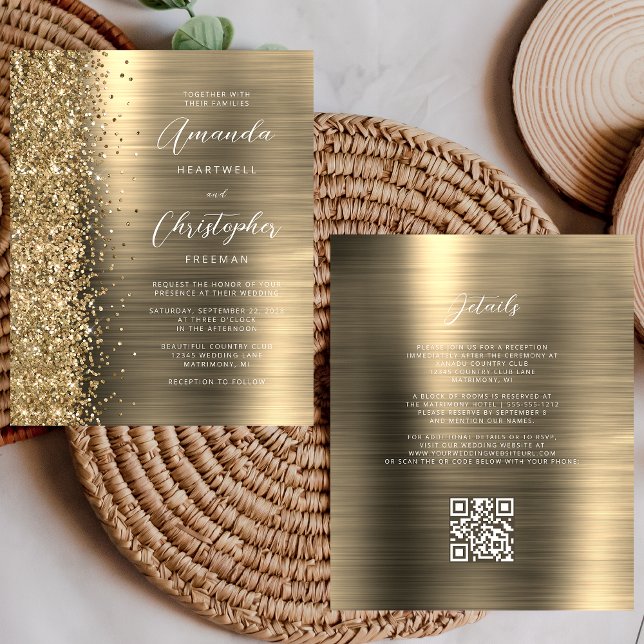 Lámina Invitación a matrimonio de código QR de Gam de oro (Subido por el creador)