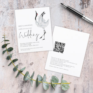 Lámina Invitación a matrimonio de código QR de grúa elega
