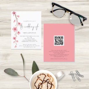 Lámina Invitación a matrimonio de código QR de Sakura de 