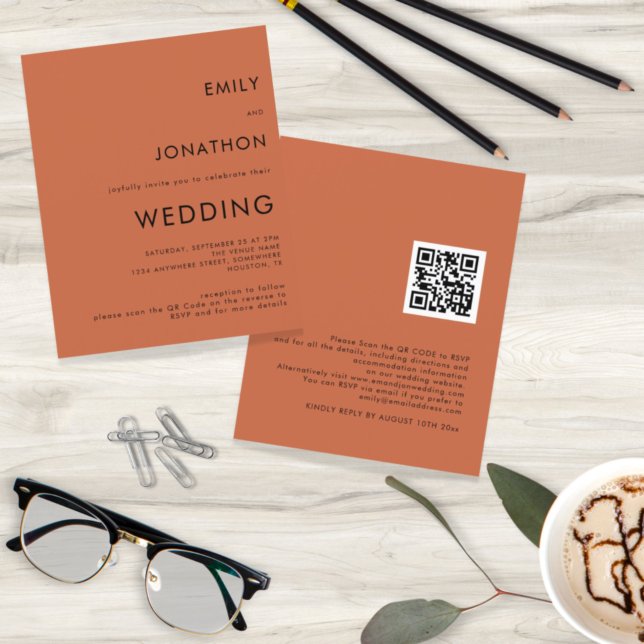 Lámina Invitación a matrimonio de código QR de Terracota  (Subido por el creador)