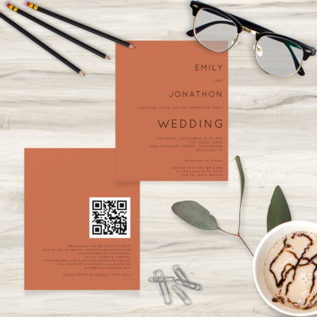 Lámina Invitación a matrimonio de código QR de Terracota  (Subido por el creador)