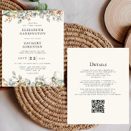 Lámina Invitación a matrimonio de código QR de vegetación