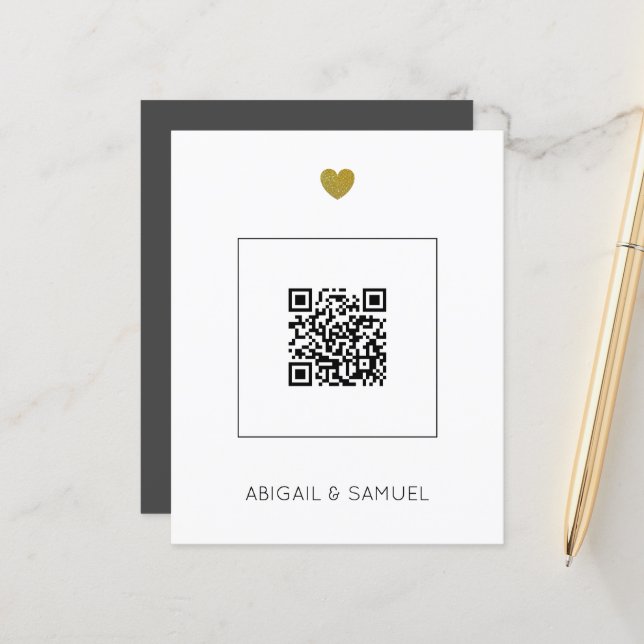 Lámina Invitación a matrimonio de código QR gris oscuro d (Anverso/Reverso In Situ)