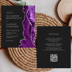 Lámina Invitación a matrimonio de código QR oscuro de pla