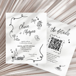 Lámina Invitación a matrimonio de código QR para el doodl