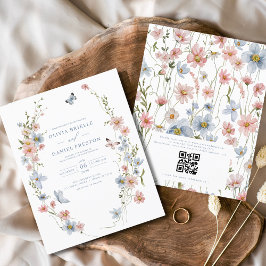 Lámina Invitación a matrimonio de código QR para flor sil