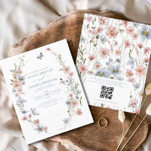 Lámina Invitación a matrimonio de código QR para flor sil