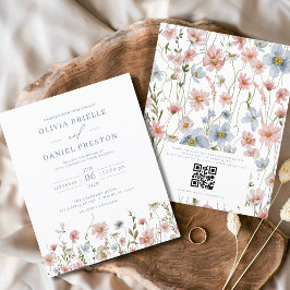 Lámina Invitación a matrimonio de código QR para flor sil