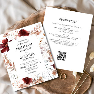 Lámina Invitación a matrimonio de código QR para Flor sil