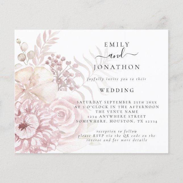 Lámina Invitación a matrimonio de código QR para florales (Anverso)