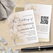 Invitación a matrimonio de código QR para florales