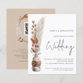 Lámina Invitación a matrimonio de código QR para pastas d