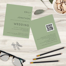 Invitación a matrimonio de código QR verde simple 