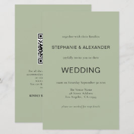 Lámina Invitación a matrimonio de código QR verde simple