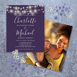 Lámina Invitación a matrimonio de foto de luz púrpura de