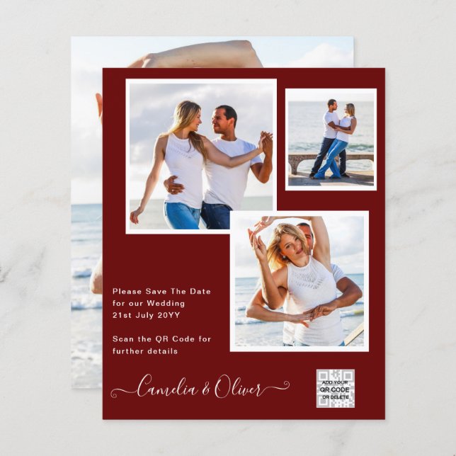 Lámina Invitación a matrimonio de foto de presupuesto Gua (Anverso / Reverso)