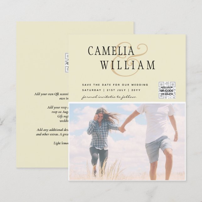Lámina Invitación a matrimonio de foto de presupuesto Gua (Anverso / Reverso)