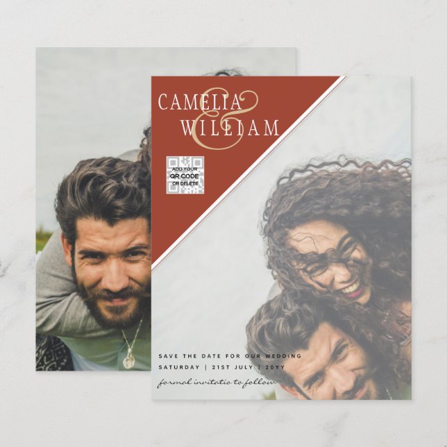 Lámina Invitación a matrimonio de foto de presupuesto Gua (Anverso / Reverso)
