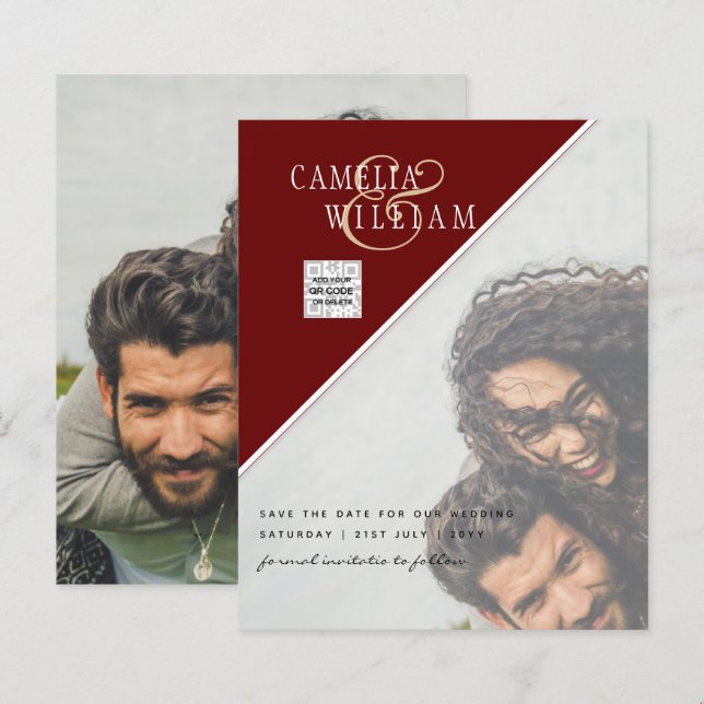 Lámina Invitación a matrimonio de foto de presupuesto Gua (Anverso / Reverso)