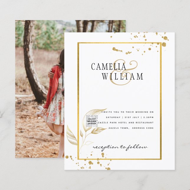 Lámina Invitación a matrimonio de foto presupuesto Guarda (Anverso / Reverso)