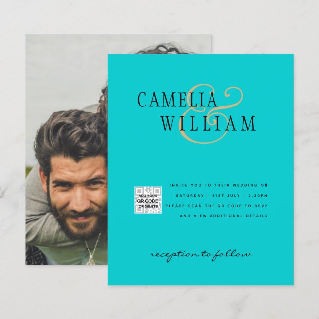 Lámina Invitación a matrimonio de foto presupuesto Guarda (Anverso / Reverso)