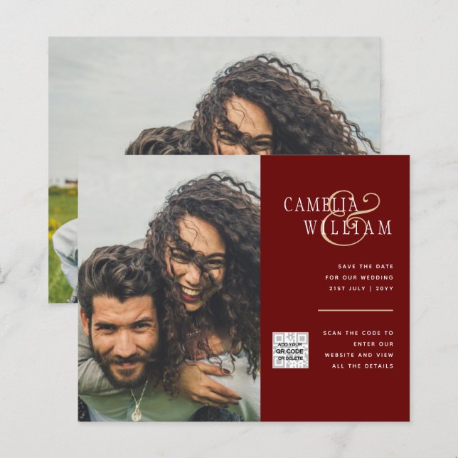 Lámina Invitación a matrimonio de foto presupuesto Guarda (Anverso / Reverso)