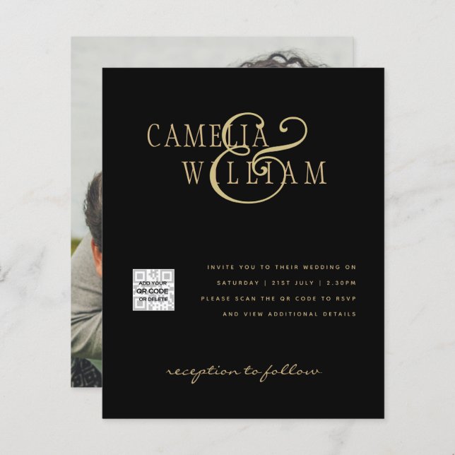 Lámina Invitación a matrimonio de foto presupuesto Guarda (Anverso / Reverso)