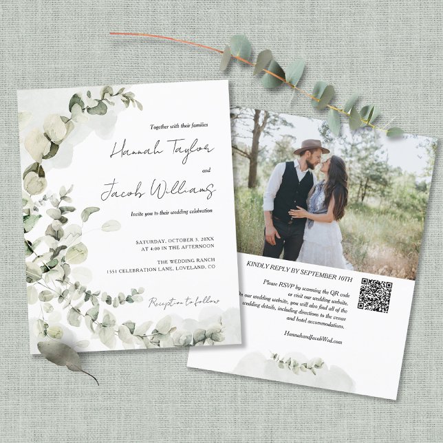 Lámina Invitación a matrimonio de fotos de código QR de E (Subido por el creador)