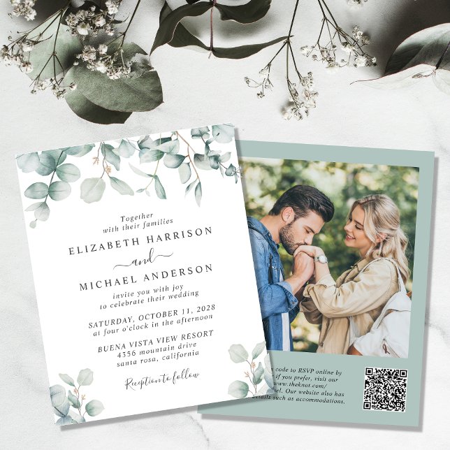 Lámina Invitación a matrimonio de fotos de código QR de E (Subido por el creador)