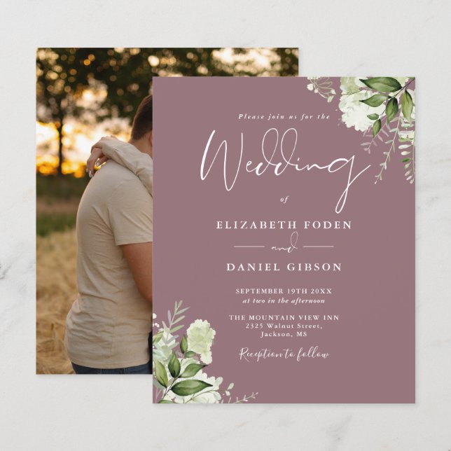 Lámina Invitación a matrimonio de fotos de follaje de pre (Anverso / Reverso)