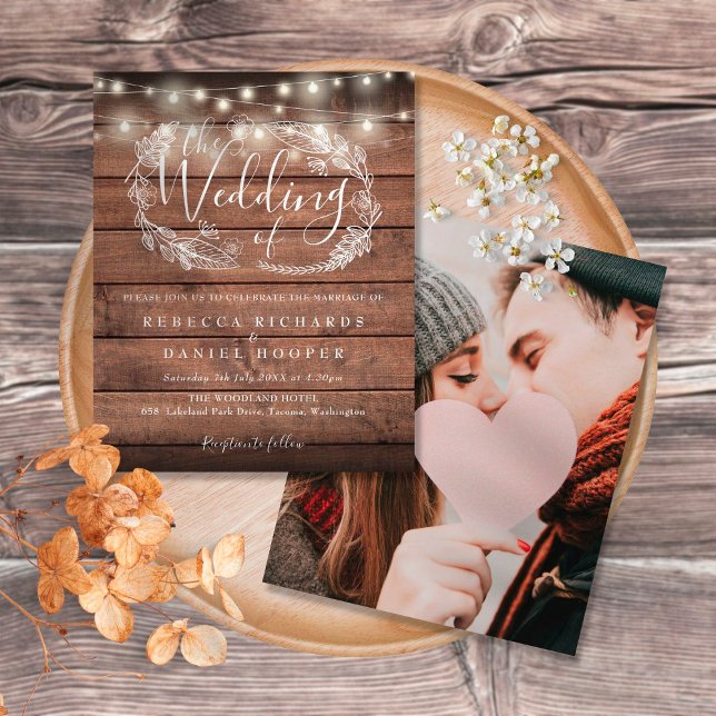Lámina Invitación a matrimonio de fotos de rayas rusticas (Subido por el creador)