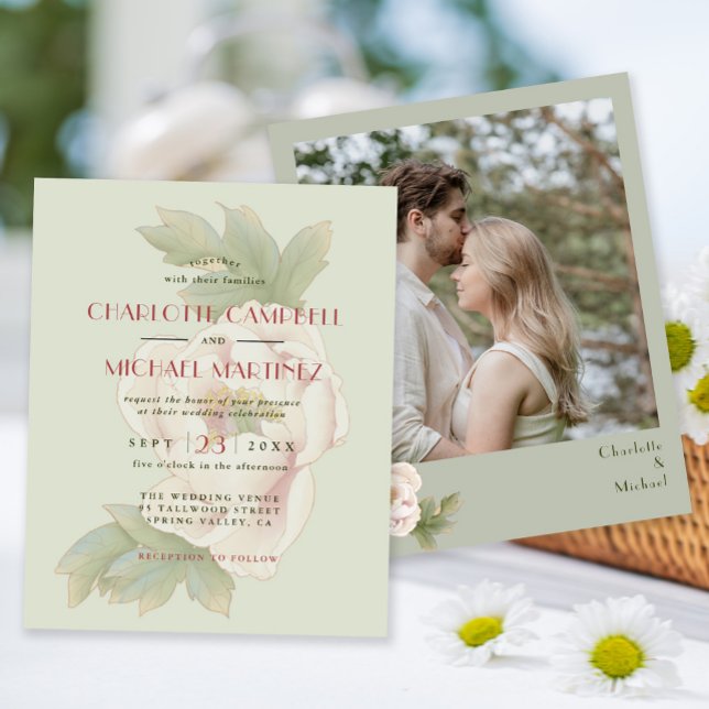 Lámina Invitación a matrimonio de fotos florales y sabios (Subido por el creador)