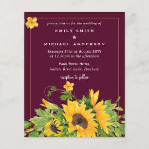 Lámina Invitación a matrimonio de girasoles amarillo marr