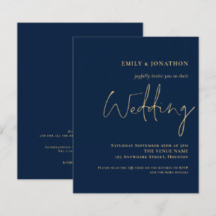 Lámina Invitación a matrimonio de guión de oro del código