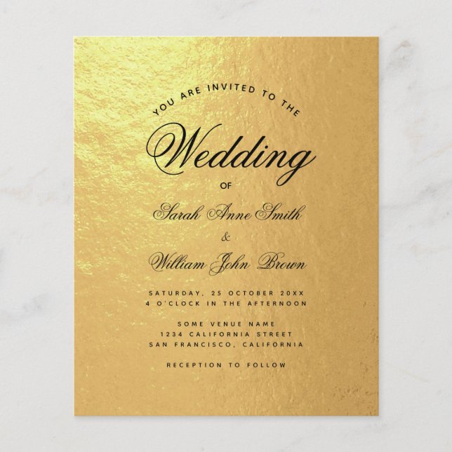 Lámina Invitación a matrimonio de guión de presupuesto de (Anverso)