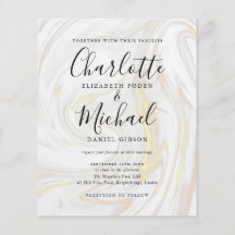 Invitación a matrimonio de Marble con guión de fir