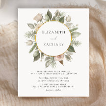 Invitación a matrimonio de marfil de flores de pre