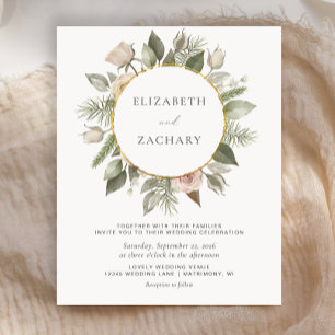 Lámina Invitación a matrimonio de marfil de flores de pre