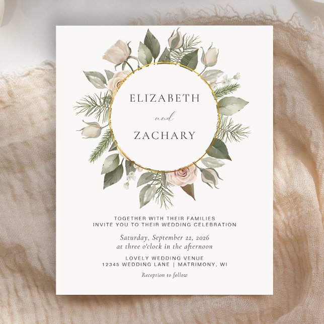 Lámina Invitación a matrimonio de marfil de flores de pre (Subido por el creador)