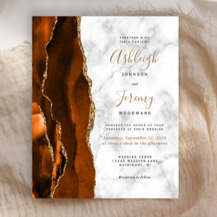 Lámina Invitación a matrimonio de mármol agate Naranja qu