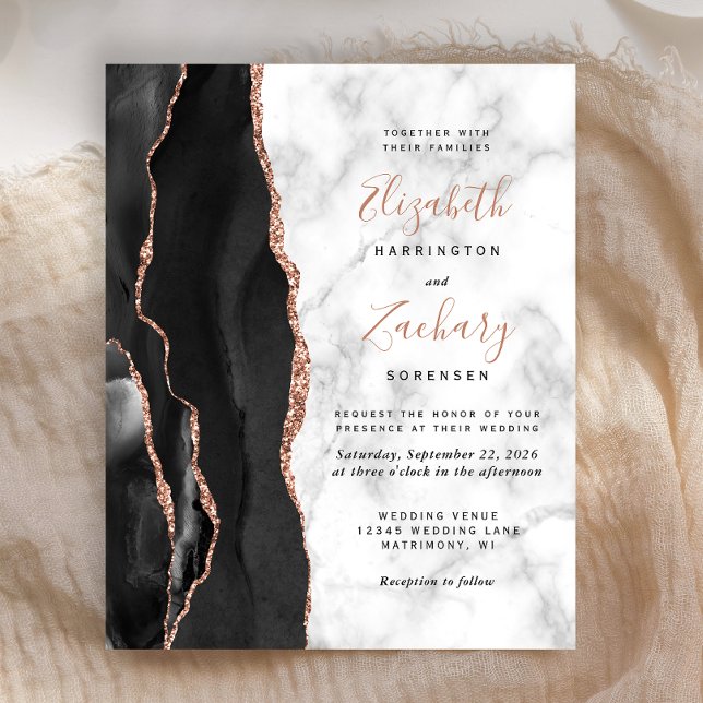 Lámina Invitación a matrimonio de mármol con Rosa de oro  (Subido por el creador)