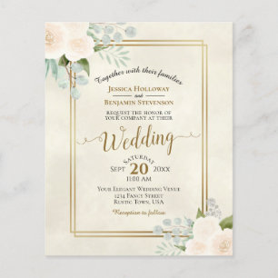 Lámina Invitación a matrimonio de Moda de Rosas de Marfil